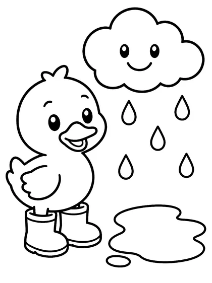Coloriage gratuit à imprimer : Le canard dans la flaque