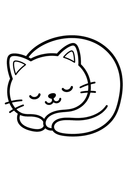 Coloriage gratuit à imprimer : Le chat qui dort