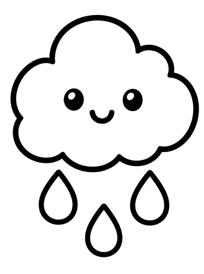 Coloriage gratuit à imprimer : Le nuage et la pluie