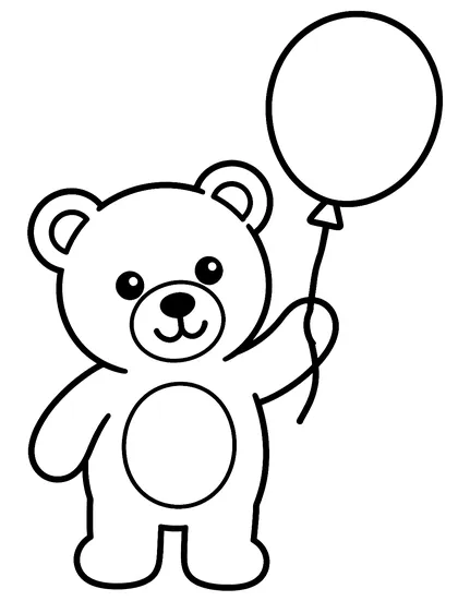 Coloriage gratuit à imprimer : L’ourson au ballon