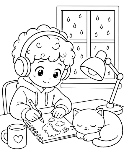 Coloriage gratuit à imprimer : Je dessine avec mon casque