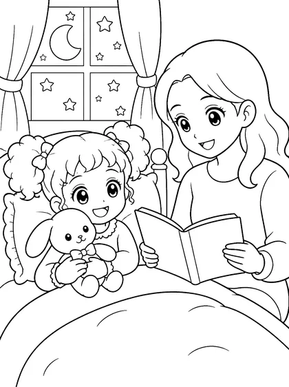 Coloriage gratuit à imprimer : L’histoire du soir