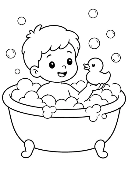 Coloriage gratuit à imprimer : Le bain moussant
