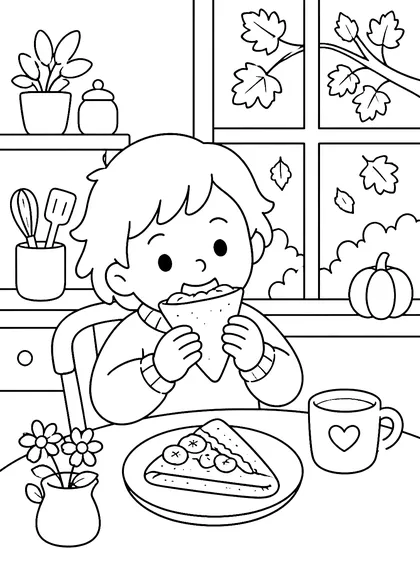 Coloriage gratuit à imprimer : Le goûter d'automne