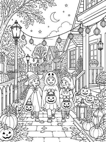 Coloriage gratuit à imprimer : La nuit d'Halloween