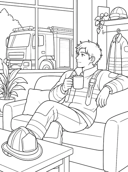 Coloriage gratuit à imprimer : La caserne au calme