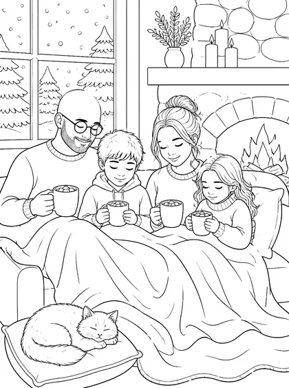 Coloriage gratuit à imprimer : Le salon d'hiver